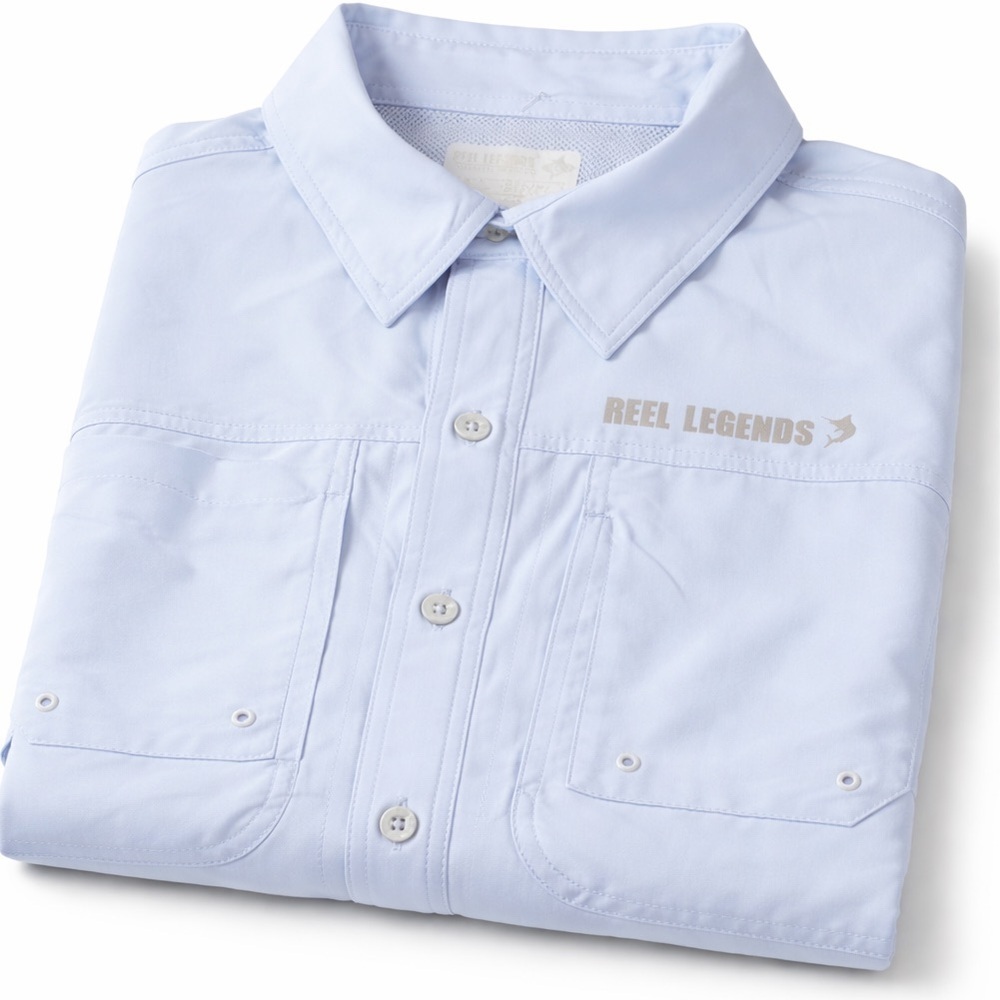 Reel Legends Men’s Performance Fishing Shirt – Pale Blue Size Medium
